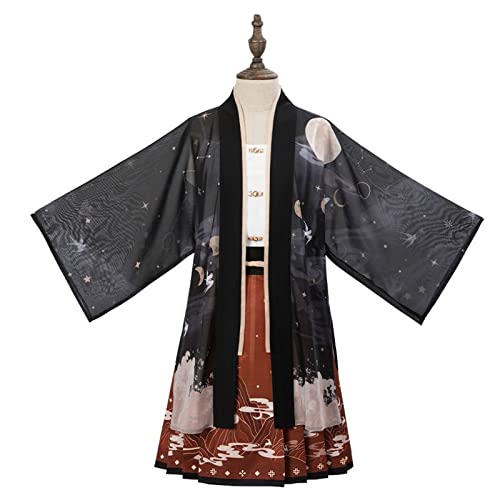 HIMKSRE Dreiteiliger Damen-Anzug, verbessertes Hanfu – Frühling/Sommer, chinesischer Stil, dünnes Sonnenschutz-Shirt, Song-made Hansu Short, gefüllt(L) von HIMKSRE