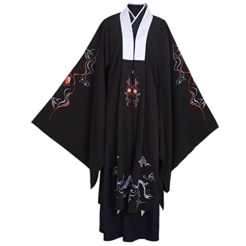 HIMKSRE Erwachsene Schwarz Hanfu Traditionelles Chinesisches Drachenmuster Kleid Halloween Cosplay Kostüm for Männer/Frauen 5XL 6XL Kimono(L) von HIMKSRE