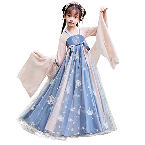 HIMKSRE Hanfu, Frühling Und Herbst Mädchen Duftenden Süßen Chinesischen Stil Druck Floral Gaze Kinder Hanfu Würdevoll Und Elegant(110) von HIMKSRE