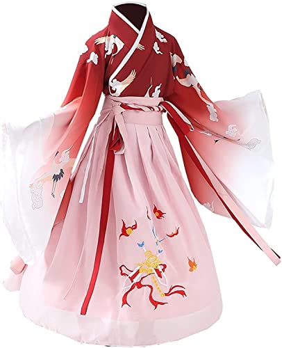 HIMKSRE Hanfu Chinesisches Neujahr Hanfu Kleid for Mädchen Herbst Frühling Festival Kleid Cosplay Prinzessin Kostüme Bühne Fee Dress Up Kleidung(110) von HIMKSRE