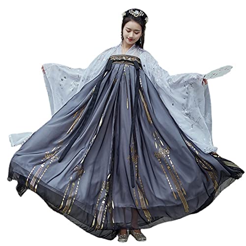 HIMKSRE Hanfu Damen-Kostüm, elegantes traditionelles chinesisches Hanfu-Prinzessinnenkleid, altes Folk-Tang-Anzug, Feen-Performance-Kleidung(3 meters hemline,3XL) von HIMKSRE