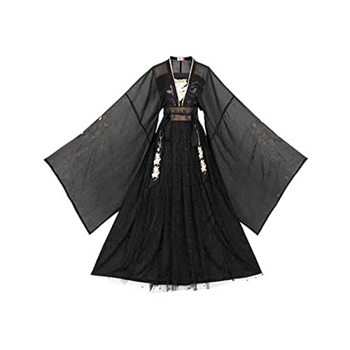 HIMKSRE Hanfu Frauen Chinesische Traditionelle Hanfu Weibliche Halloween Cosplay Kostüm Schwarz Weiß Hanfu Kleid for Frauen(Black set,L) von HIMKSRE