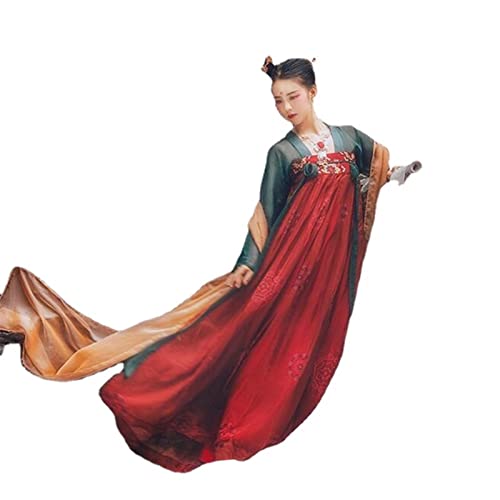 HIMKSRE Hanfu Frauen chinesische traditionelle bestickte Prinzessin Tanzkleid orientalischen Stil Tang-Dynastie alte Fee Volkstanz Kostüm(L) von HIMKSRE