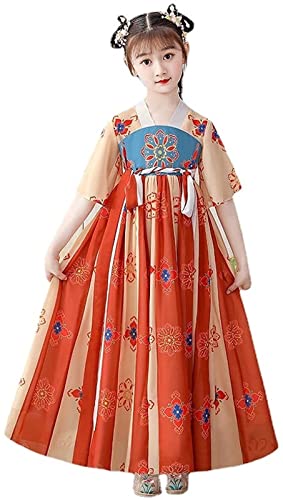 HIMKSRE Hanfu Mädchen Kostüm chinesischen Stil Kleid Kinder langärmeligen antiken Rock Super Fairy Kinderkleidung(110) von HIMKSRE