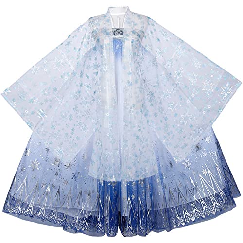 HIMKSRE Hanfu Traditionelles chinesisches Kleid Tang-Dynastie Hanfu Pailletten Farbverlauf schimmernde orientalische antike Prinzessin Feentanzkostüme(3 meters hemline,L) von HIMKSRE