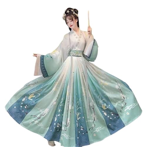 HIMKSRE Hanfu for Damen, traditionelles chinesisches Cosplay-Feenkostüm, alte Song-Dynastie, Hanfu-Kleid, Tanzkleid, Übergröße XXL(Beige1,S) von HIMKSRE