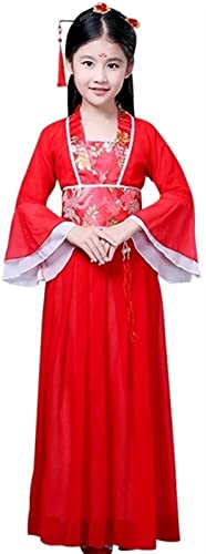 HIMKSRE Hanfu im chinesischen Stil - Ethnisches Mädchenkleid im chinesischen Stil, Tanzaufführung Hanfu(Red4,100) von HIMKSRE