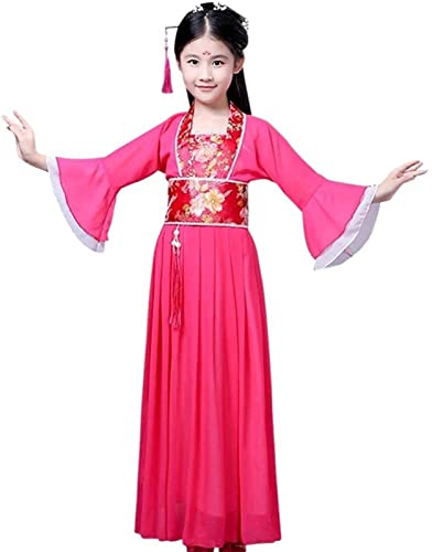 HIMKSRE Hanfu im chinesischen Stil - Ethnisches Mädchenkleid im chinesischen Stil, Tanzaufführung Hanfu(Rose Red,110) von HIMKSRE