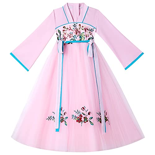 HIMKSRE Kinder Herbst Chinesischen Stil Traditionelle Stickerei Hanfu Kostüm Mädchen Party Abend Leistung Prinzessin Kleid Kleidung(120) von HIMKSRE