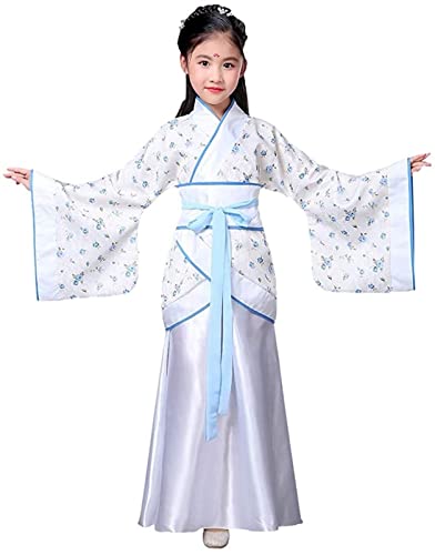 HIMKSRE Mädchen Damen Hanfu Kleid Sets Alten Chinesischen Stil Retro Elegante Damen Mädchen Prinzessin Kleid Tang-anzug(Sky Blue,100) von HIMKSRE