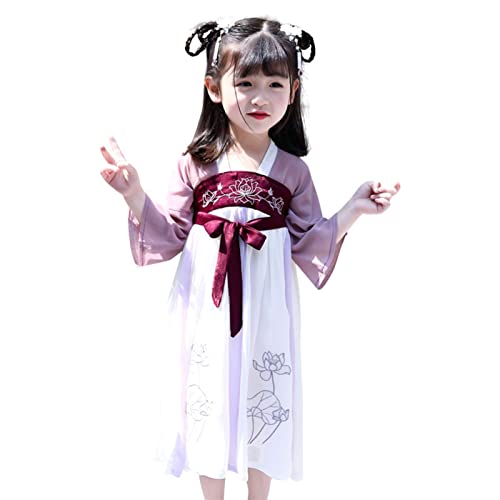 HIMKSRE Mädchen Hanfu Kinder traditionelle alte chinesische Festival Outfit Volkskleid Kinder Tang Fee Kleid chinesische Tanzkostüme(110) von HIMKSRE