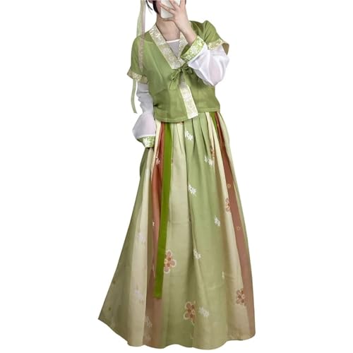 HIMKSRE Traditionelles chinesisches Hanfu-Kostüm for Damen aus der Tang-Dynastie, altes traditionelles Kostüm, Outfit for Bühnenauftritte(Green1,L) von HIMKSRE