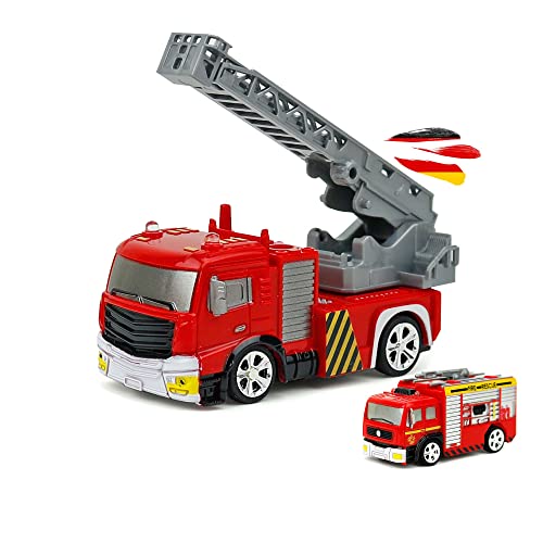 HIMOTO HSP RC ferngesteuertes Mini Feuerwehrwagen im 1:58 Maßstab mit Lichteffekte, integr. Akku und Ladekabel und Fernsteuerung und coolem Sirene und Lichtfunktion, Komplett-Set von HIMOTO HSP