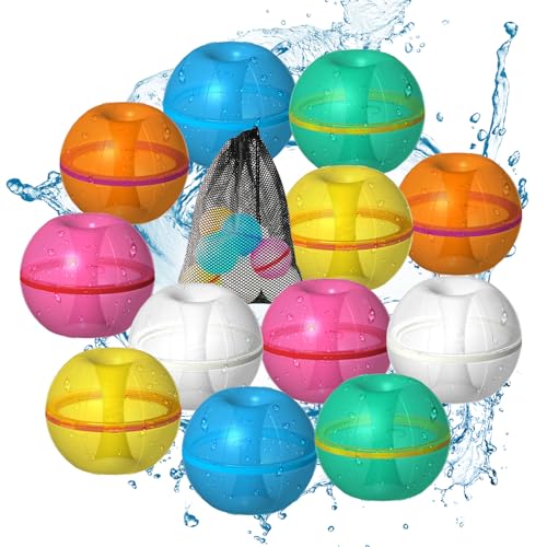 Wasserbomben Wiederverwendbar,Wiederverwendbare Wasserbomben Selbstschließend,Mini Wasserpistole Kinder,Wasserspielzeug Kinder Outdoor Spielzeug,Sommer Gadgets (12 Stück) von HIMS