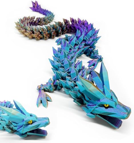 24 Inch 3D Printed Dragon with Eyes,Large Opening Dragon Present,Articulated Crystal Dragon Fidget Toy, Home Office Decor Executive Desk Toys von HIMS