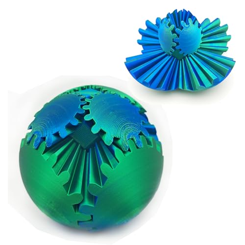 3D Printed Gear Ball Spin Ball OR Cube Fidget Toy -Desk Toy - Ideal for Sensory Needs and Autism Perfect for Stress and Anxiety Relaxing fidget Toy (blau-grün) von HIMS