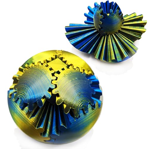 3D Zahnradball Spin Ball oder Würfel Zappelspielzeug -Tischspielzeug - Ideal für sensorische Bedürfnisse und Autismus Perfekt für Stress und Angst Entspannendes Zappelspielzeug (gelb-grün) von HIMS