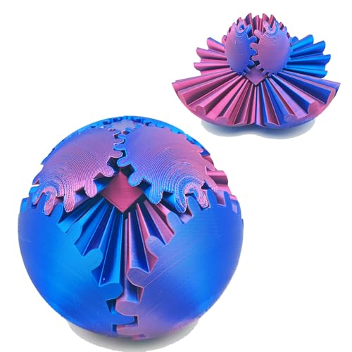 3D Printed Gear Ball Spin Ball OR Cube Fidget Toy -Desk Toy - Ideal for Sensory Needs and Autism Perfect for Stress and Anxiety Relaxing fidget Toy(rot und blau) von HIMS