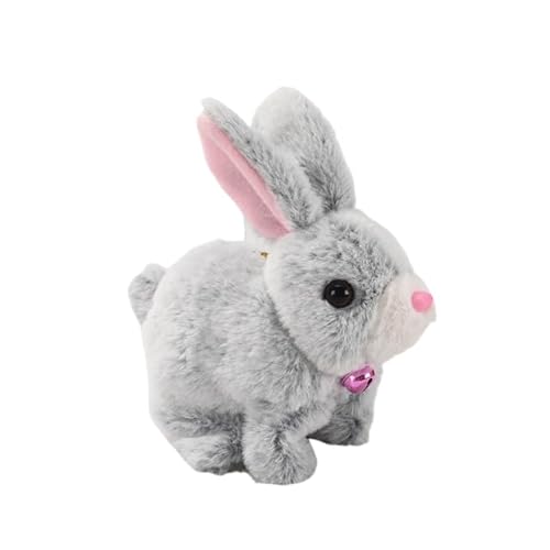 Bunny - Mein Realistisches Kaninchenspielzeug, 2025 Hüpfendes Kaninchen, Interaktives Hase Kuscheltier mit Geräuschen Bewegungen Wackeln, Bunby Realistic Bunny Toy, Osterhase Kuscheltier (Grau-A) von HIMS