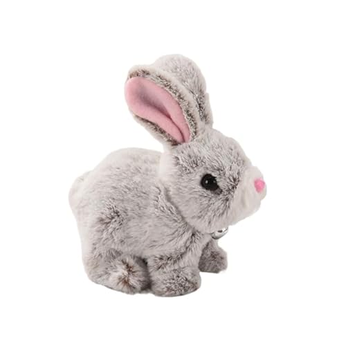 Bunny - Mein Realistisches Kaninchenspielzeug, 2025 Hüpfendes Kaninchen, Interaktives Hase Kuscheltier mit Geräuschen Bewegungen Wackeln, Bunby Realistic Bunny Toy, Osterhase Kuscheltier (Grau-B) von HIMS