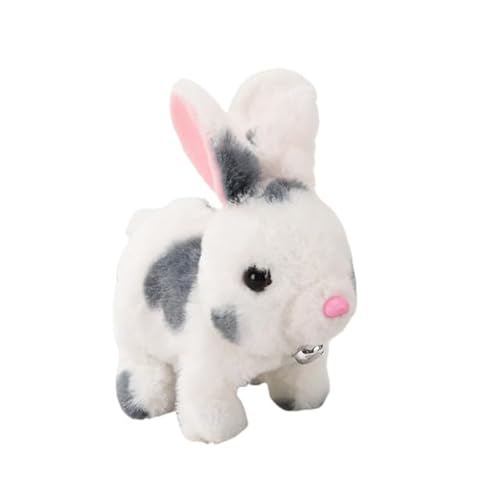 Bunny - Mein Realistisches Kaninchenspielzeug, 2025 Hüpfendes Kaninchen, Interaktives Hase Kuscheltier mit Geräuschen Bewegungen Wackeln, Bunby Realistic Bunny Toy, Osterhase Kuscheltier (Grau Weiß-A) von HIMS