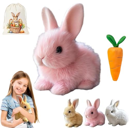 Bunny - Mein Realistisches Kaninchenspielzeug, 2025 Neu Hüpfendes Kaninchen, Interaktives Hase Kuscheltier mit Geräuschen Bewegungen Wackeln, Bunby Realistic Bunny Toy, Osterhase Kuscheltier (Rosa-A) von HIMS