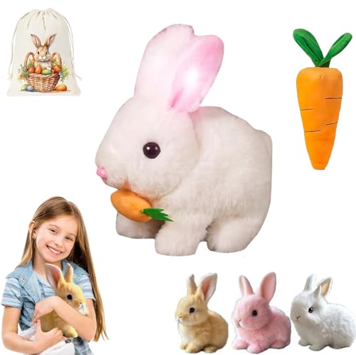 Bunny - Mein Realistisches Kaninchenspielzeug, 2025 Neu Hüpfendes Kaninchen, Interaktives Hase Kuscheltier mit Geräuschen Bewegungen Wackeln, Bunby Realistic Bunny Toy, Osterhase Kuscheltier (Weiß-B) von HIMS