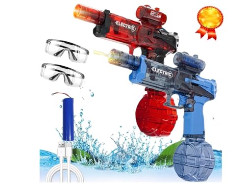 HIMS 2 Pcs New Ultimate Battle Blaster Long Range Motorised Water Gun, Elektrische Wasserpistole mit Flash-Effekten, Habe Eine Schutzbrille,Water Gun Electric füR Erwachsene und Kinder (B) von HIMS