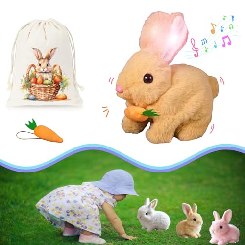 HIMS Bunny Mein Realistisches Kaninchen, Hüpfendes Kaninchen, Interaktives Kaninchen Spielzeug, Kuscheltier Hase Mit Geräuschen Bewegungen Ostergeschenke Kinder von HIMS