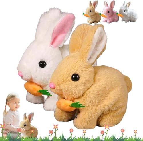 HIMS Bunny Mein Realistisches Kaninchen, Hüpfendes Kaninchen, Interaktives Kaninchen Spielzeug, Kuscheltier Hase Mit Geräuschen Bewegungen Ostergeschenke Kinder von HIMS