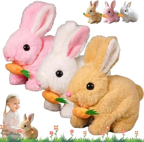 HIMS Bunny Mein Realistisches Kaninchen, Hüpfendes Kaninchen, Interaktives Kaninchen Spielzeug, Kuscheltier Hase Mit Geräuschen Bewegungen Ostergeschenke Kinder von HIMS