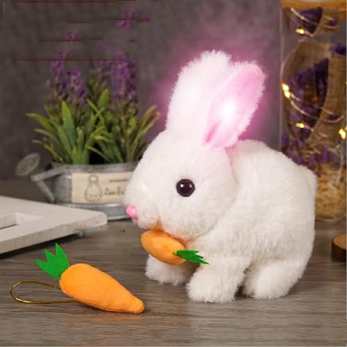 HIMS Bunny - Mein Realistisches Kaninchenspielzeug, Interaktives Kaninchen Spielzeug,Ostergeschenke Kinder, Hüpfendes Kaninchen,Hasen Kuscheltiere Klein Können Gehen und Sprechen (Weiß) von HIMS