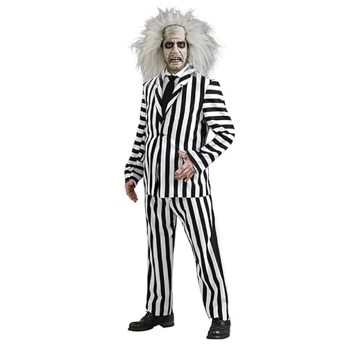 HIMS Halloween-Kostüm für Herren, für Erwachsene, gruselig, Halloween-Outfits, gestreifter Anzug, gruseliges Halloween-Cosplay-Kostüm mit Anzug/Hose/Krawatte, Größe L von HIMS