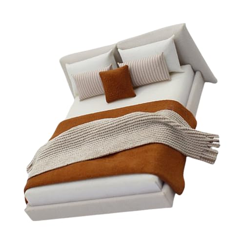 1/20 Puppenhäuser Schlafzimmer Miniatur-Doppelbett und Bettwäsche Realistische Moderne Inneneinrichtung Raumszene Display Zubehör Puppenhäuser Bett 1/20 Puppenhäuser Schlafzimmer Miniatur-Doppelbett und Bettwäsche Realistische Moderne Inneneinrichtung Raumszene Display Zubehör Puppenhäuser Bett von HINAYOSAN