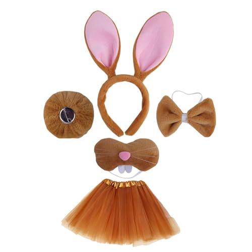 HINAYOSAN 4/5/6 Hasen-Kostüm-Set, Ohren, Stirnbänder, Schwanz, Fliege für Halloween, Weihnachten, Party, Kinder, Tier-Cosplay-Kostüme von HINAYOSAN