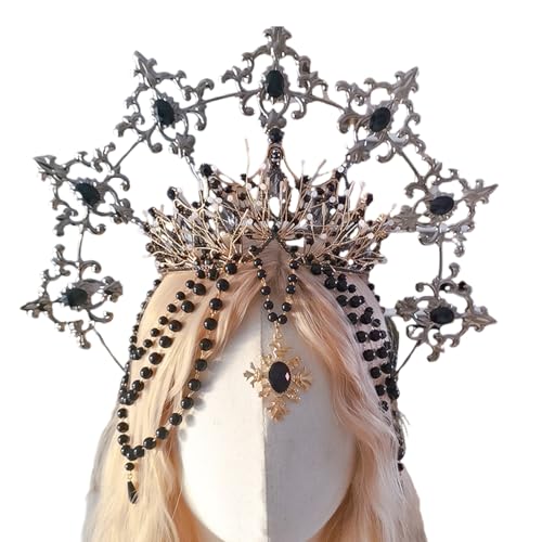 HINAYOSAN Blingbling Kronen Haarreifen Mädchen Halloween Party Elegant Festzug Wassertropfen Perle Mädchen Coronet Kostüm Kopfbedeckung von HINAYOSAN