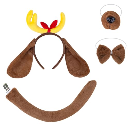 HINAYOSAN Hundekostüm-Set mit Stirnband, Nasenschwanz, Fliege, Handschuh und Rock, für Kinder, Jungen, Mädchen, Weihnachten, Halloween von HINAYOSAN