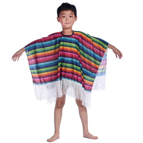 HINAYOSAN Komplettes Cosplay-Kostüm-Set für Kinder und Erwachsene, mit Poncho, Umhang, Strohhut, Maracas und Schnurrbart zum Aufkleben von HINAYOSAN