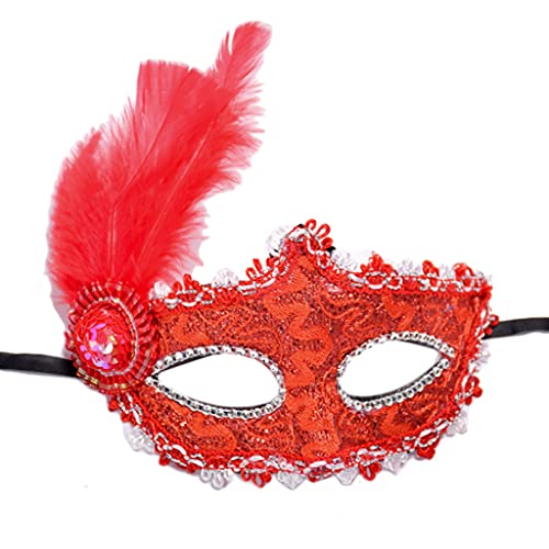 HINAYOSAN Maskerade für Damen, Halloween, Weihnachten, Damen, Halbgesicht, Cosplay, Spitze von HINAYOSAN