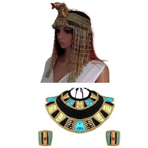 HINAYOSAN Queen Haarband Cosplay Stirnbänder für Halloween Cosplay Königin von Ägypten goldene Perlen Halloween Kopfbedeckung von HINAYOSAN