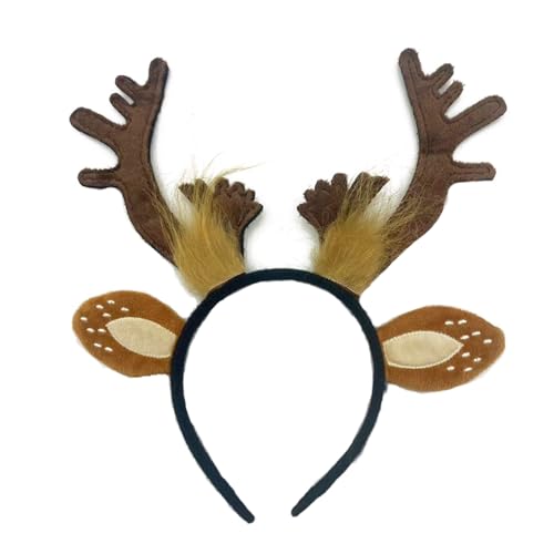 HINAYOSAN Weihnachtliches Hirschkostüm für Damen und Mädchen, Weihnachten, Hirsch-Ohr, Hirschschwanz, Nasenrock, Halloween, Amimal-Outfit, Zubehör von HINAYOSAN