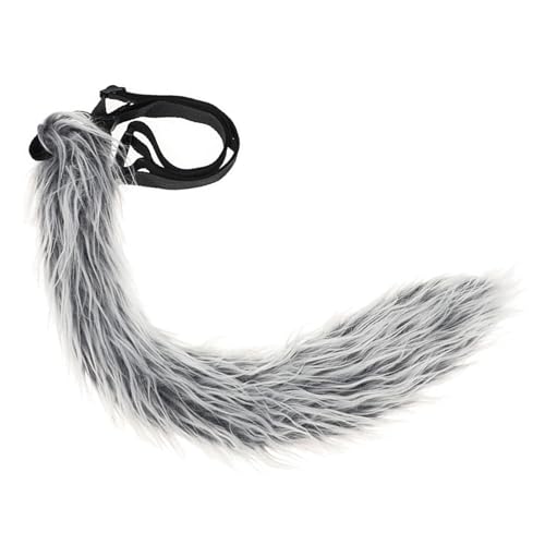 HINAYOSAN Wolfsohr-Kopfbedeckung, Fuchsschwanz, verstellbarer Gürtel für Halloween, Karneval, Party, weicher Tierschwanz, Füchse, Ohr, Stirnband, Wolfsschwanz von HINAYOSAN