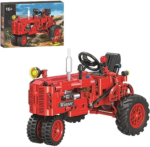 Technik Bausteine Traktor, 302 Klemmbausteine Traktor Bausatz Modell Spielzeug, Klassischer Retro Traktoren Konstruktionsspielzeug für Kinder Erwachsene, Kompatibel mit Lego Technic von HINDCA