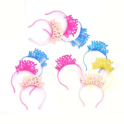 HIOPOIUYT 10pcs Glasfaser Glühen Glückliche Neue Neujahrsstirnbänder Blinkende Kopfschmuck Eleganter Haar Hoop Für Festivalfeiern Und Veranstaltung von HIOPOIUYT