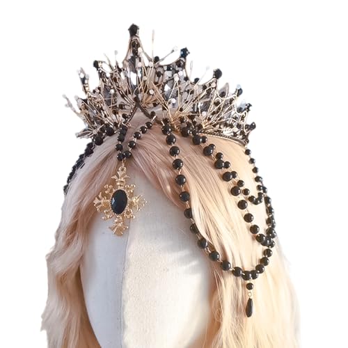 HIOPOIUYT Blingbling Crowns Haare Hoop Girl Halloween Party Elegantes Festzug Wasser Drop Perle Girl Coronet Kostüm Kopfbedeckung von HIOPOIUYT