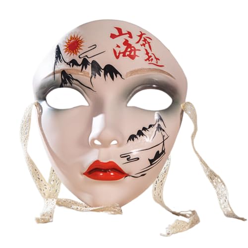 HIOPOIUYT Handbemalte Maske Halloween Kostümmaske Für Frauen Männer Maskerade Dress Up Maskerade Maske Vollgesichtsmaske Für Dekoration von HIOPOIUYT