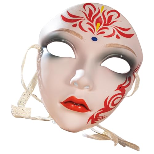 HIOPOIUYT Handbemalte Maske Halloween Kostümmaske Für Frauen Männer Maskerade Dress Up Maskerade Maske Vollgesichtsmaske Für Dekoration von HIOPOIUYT