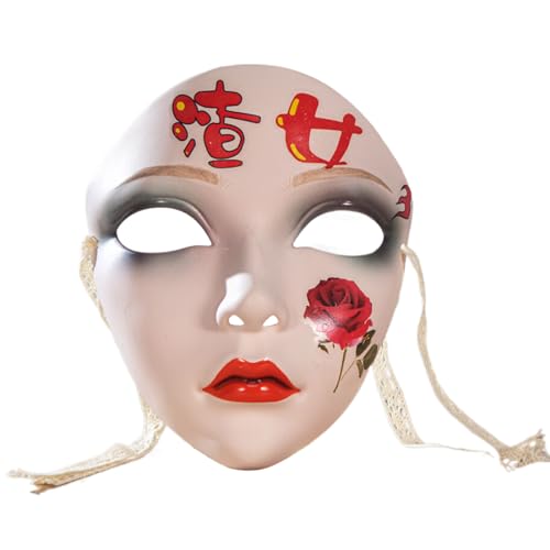 HIOPOIUYT Handbemalte Maske Halloween Kostümmaske Für Frauen Männer Maskerade Dress Up Maskerade Maske Vollgesichtsmaske Für Dekoration von HIOPOIUYT