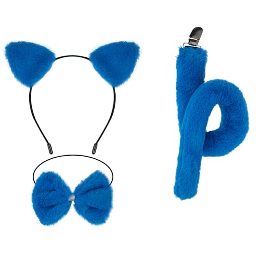 HIOPOIUYT Katzen Kostümzubehör Set Katzen Ohren Stirnbänder Schwanz Bowtie Tutus Rock Accessoires Kits Katzen Kostüme Für Kinder Kleinkind von HIOPOIUYT