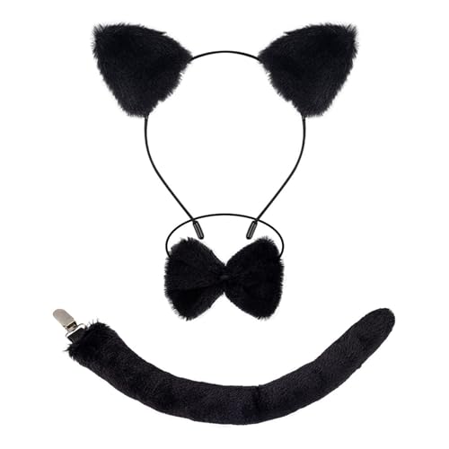 Katzen Kostümzubehör Set Katzen Ohren Stirnbänder Schwanz Bowtie Tutus Rock Accessoires Kits Katzen Kostüme Für Kinder Kleinkind von HIOPOIUYT